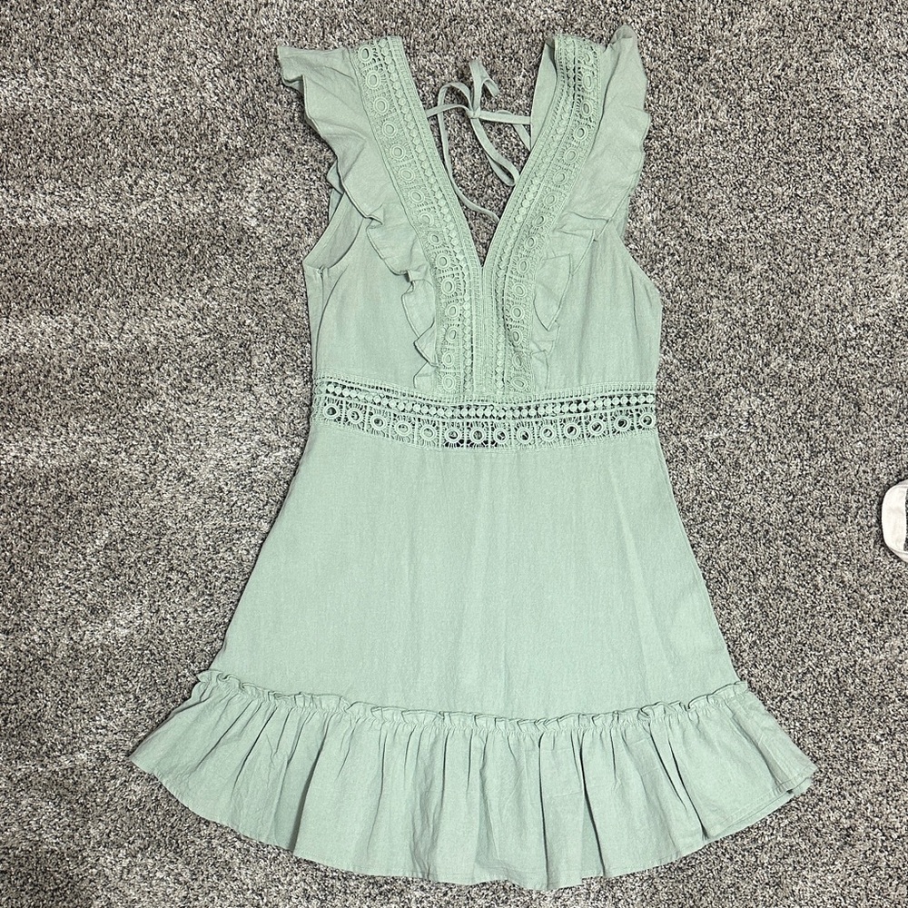 Zaful Light Green Lace Detail Dress